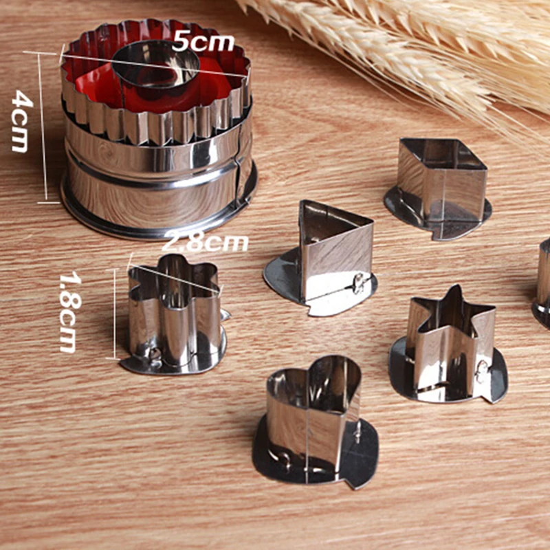 7 шт./компл. Нержавеющая сталь DIY 3D формочка для вырезания печенья печенье-сэндвич Fondant Mold 7 формы для печенья резак молд, аксессуары для выпечки