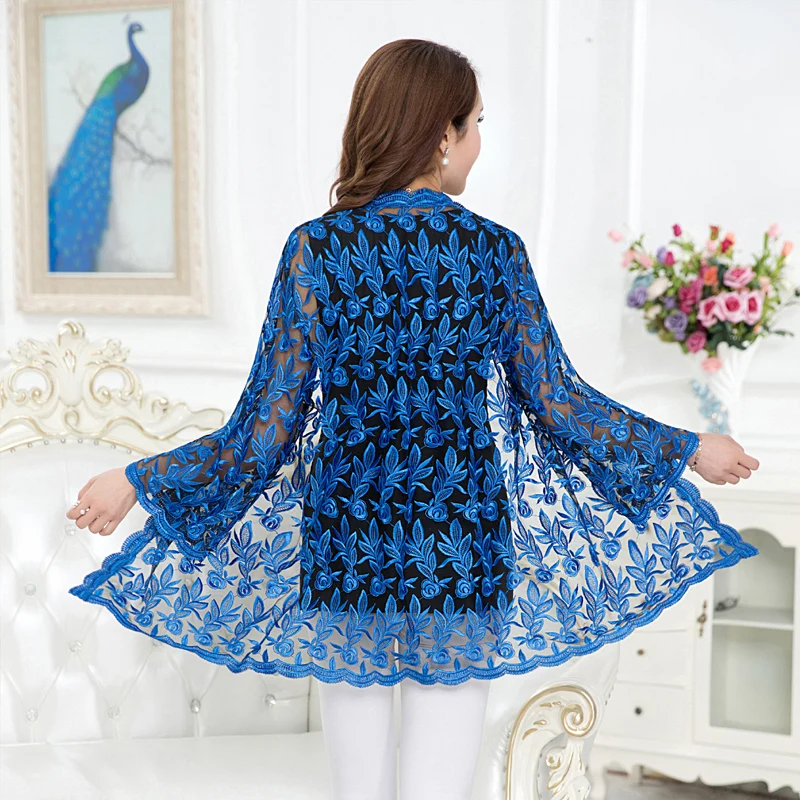 Summer Lace Cardigan Embroidery Women Casual Vintage Jackets Mujer Coat Jaqueta Feminino Casaco De La Big Plus Size 2XL~4XL W184 | Женская