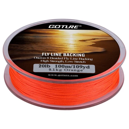 Orange 20LB Goture 20 фунтов линия для мух 100 м/109Yrd 8 нитей лавсановая плетеная леска желтый и черный двойной цвет подложка линия для ловли нахлыстом - Цвет: Orange 20LB