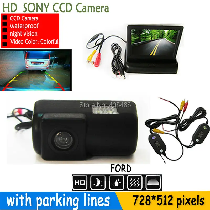 WIRELESS SONY CCD HD Car Rear View Camera With 4.3 inch Car Rearview Mirror Monitor For FORD TRANSIT CONNECT 2012 2013 2014