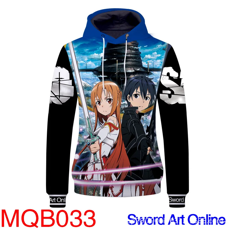 Толстовки с 3D принтом Sword Art Online мужские толстовки женские в стиле хип-хоп