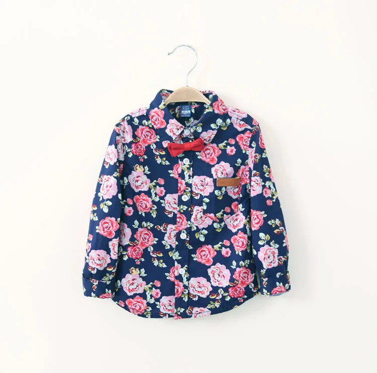 Рубашка с длинным рукавом для мальчиков цветочным принтом | Мать и ребенок