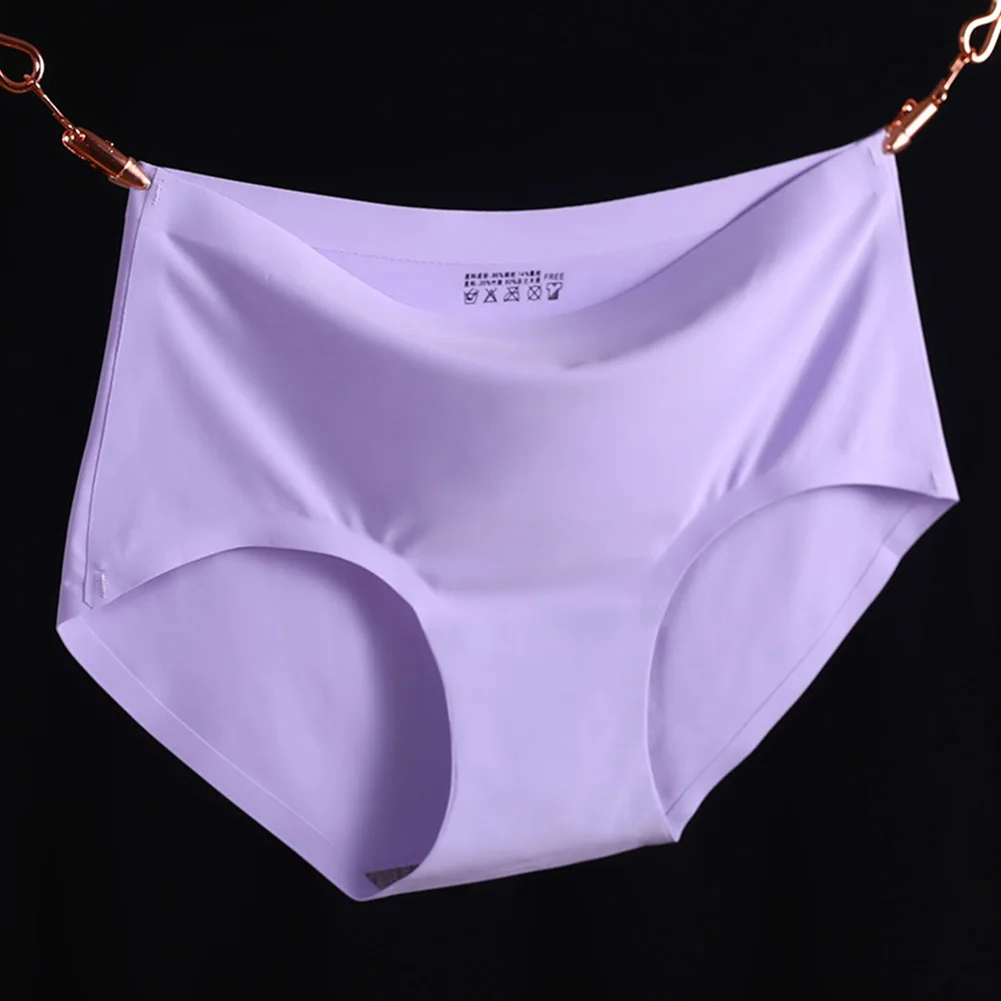 Purple Новинка, женские трусы, летние сексуальные одноцветные трусики, ледяной шелк, прохладные, освежающие, бесшовные трусы, нижнее белье, мягкое, удобное - Цвет: Purple