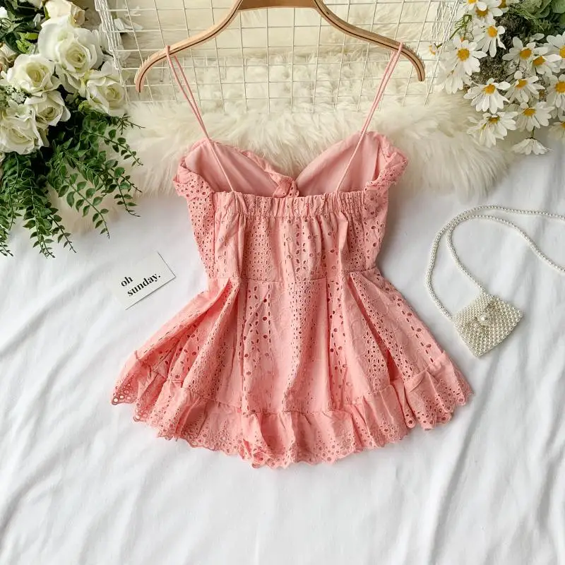 2019 Новый Модный женский жилет ажурный кружевной Асимметричный топ с оборками |