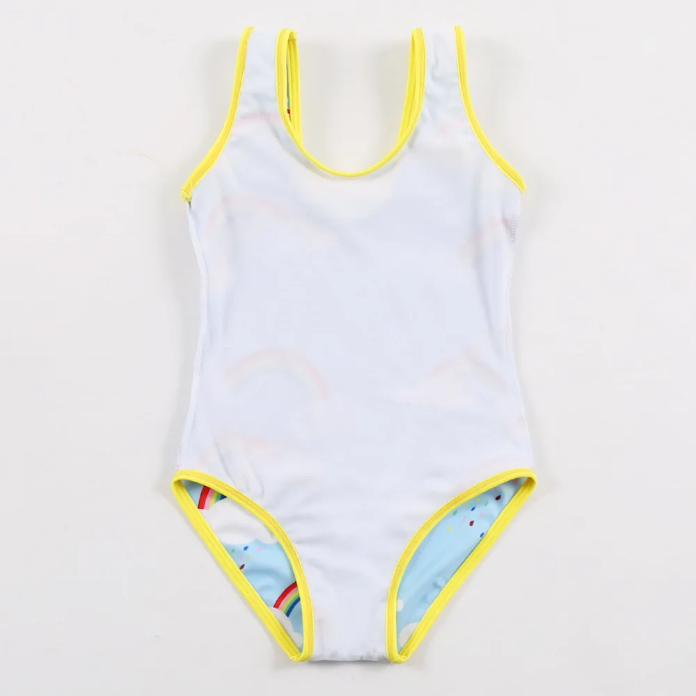 2018 летний пляжный купальник цвета радуги для маленьких девочек цельный