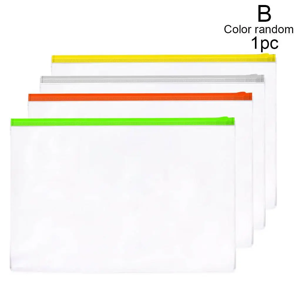 A5 14C 5Pcs Waterproof Transparent PVC Zipper Bag File Folder Document Filing Bag Stationery Bag School Office Supplies random color - Цвет: A5 14C
