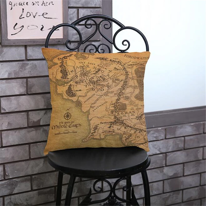 

Linen cotton seat cushion world map decorative cushion for sofa car home decor throw pillow 45x45 cm