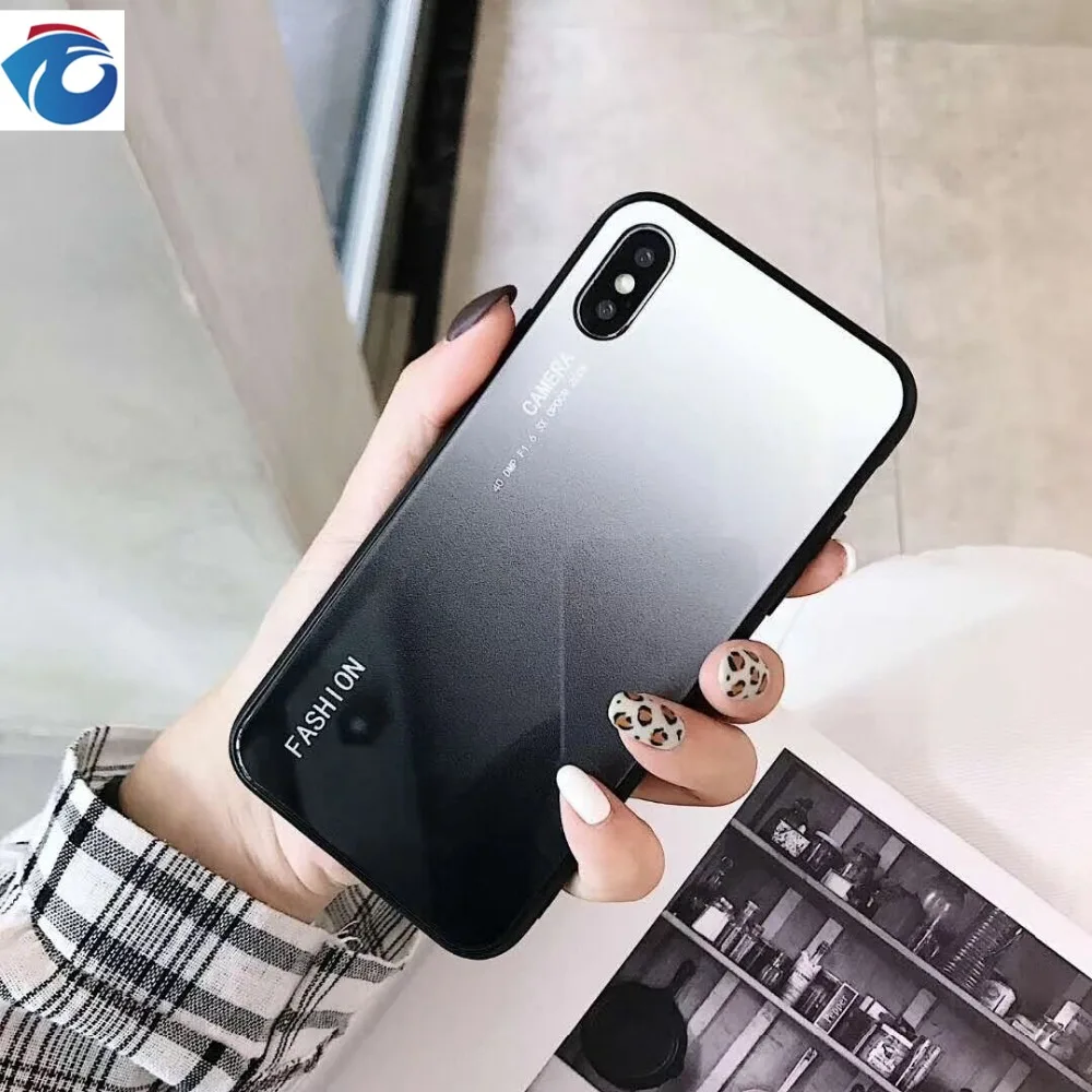 HUANQING роскошный стеклянный чехол с градиентом для телефона iPhone 8 6 Plus 7 6s X XS MAX XR