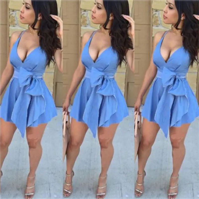 Новинка 2017 летнее сексуальное женское платье джинсовое без рукавов для вечерние