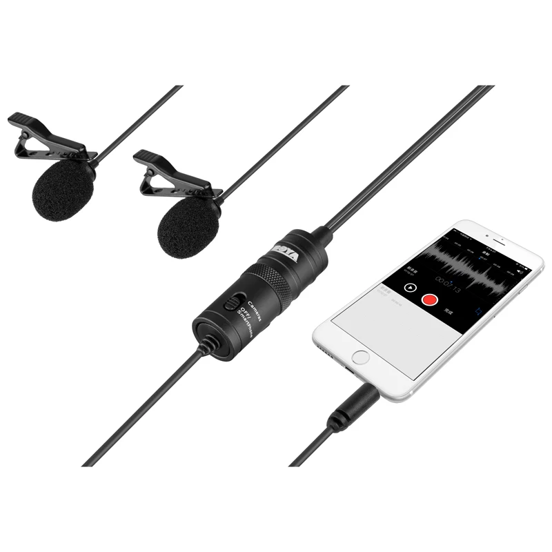 BOYA BY-M1DM Двойной Клип на лацкане петличный микрофон для iPhone Android смартфон Canon EOS Nikon камера видеокамера аудио рекордер