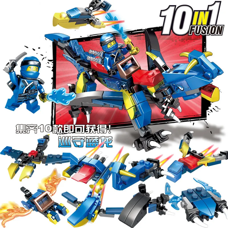 210 шт. Ninjaed серии 10в1 синий мех Дракон строительные блоки Совместимые Legoings Ninjagoes