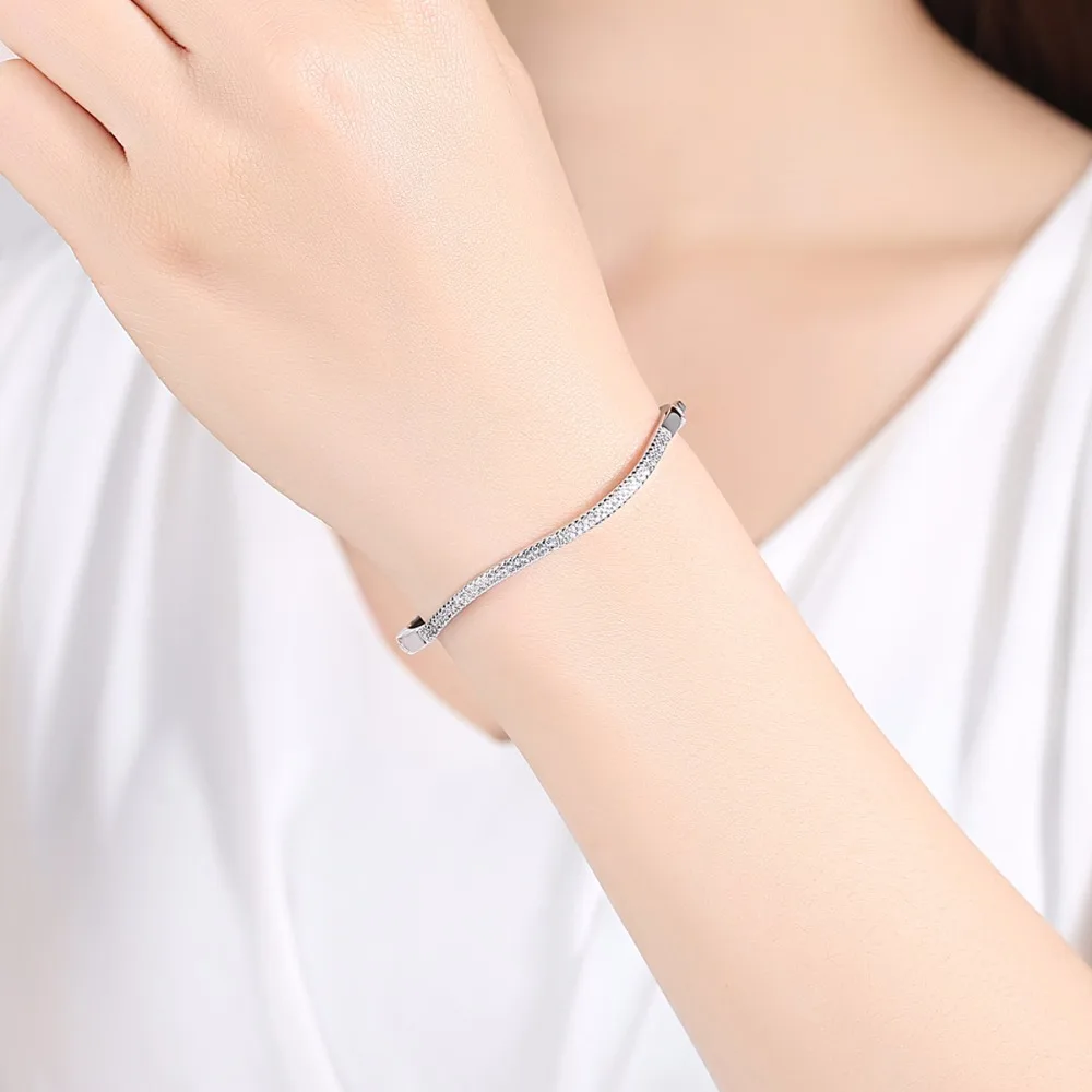 Браслеты LUOTEEMI с медным кубическим цирконием двойной ряд неправильной кривой