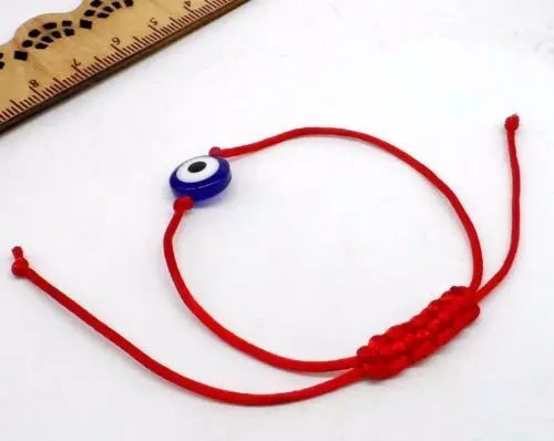 Бесплатная доставка 10 шт. красный шнур веревка синие глаза на удачу регулируемые