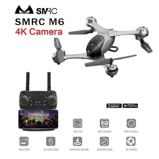 SMRC M6 Следуйте за мной Квадрокоптер карманные Дроны с камерой HD 4 K/1080 P RC самолет Квадрокоптер гоночный Вертолет FPV гоночный Дрон игрушки