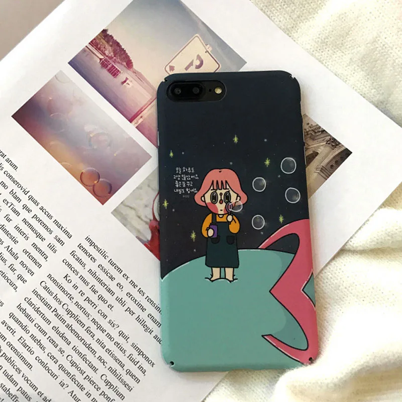 Jiban Star пузырь девушка Mobile Shell для iPhone 7 Plus/8/X 6 S чехол матовый Жесткий защитный