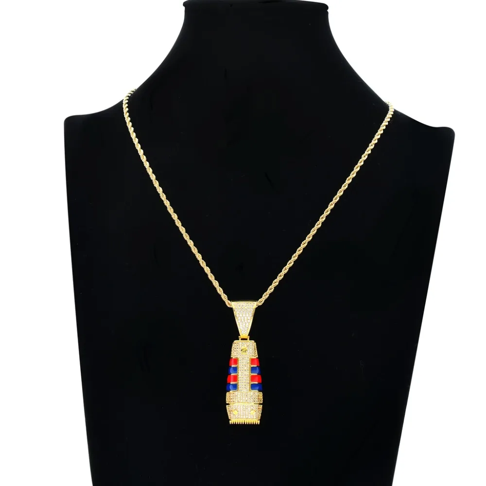 

TOPHIPHOP Hip Hop Jewelry Iced Out Shaver Pendant Necklace With Gold Chain New Fashion Micro Pave Zircon Mens Necklace