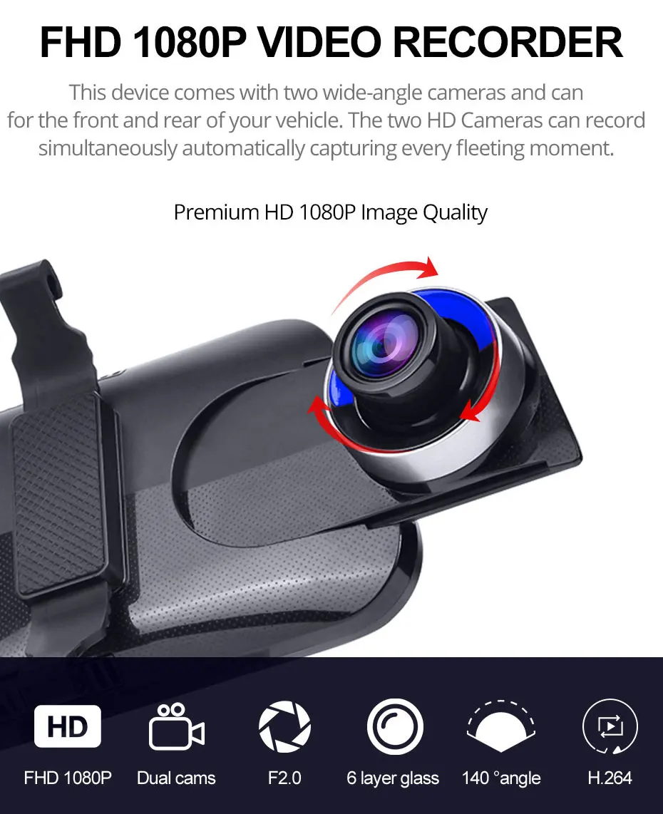 ANSTAR 1" 4G 3g зеркало заднего вида видеорегистратор 1080P Android DVR gps навигация ADAS wifi двойной объектив Автомобильный регистратор авто камера