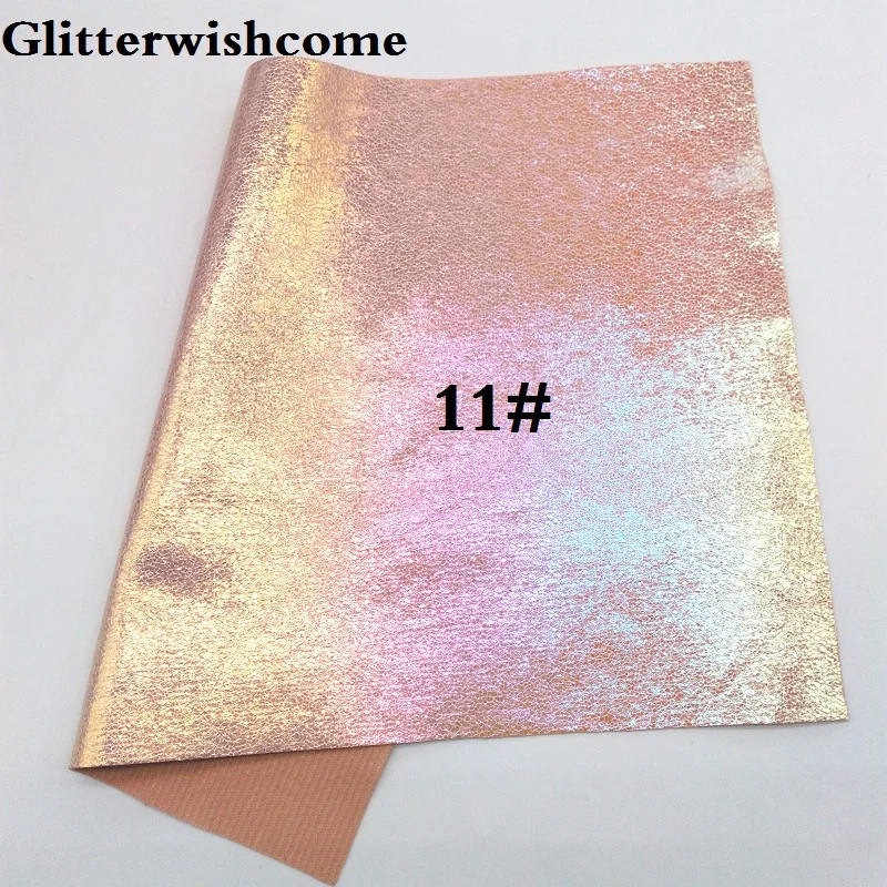 Glitterwishcome 21X29 см А4 Размер синтетическая кожа, переливчатая Радуга металлик искусственный из искусственной кожи Ткань Винил для бантов, GM072A