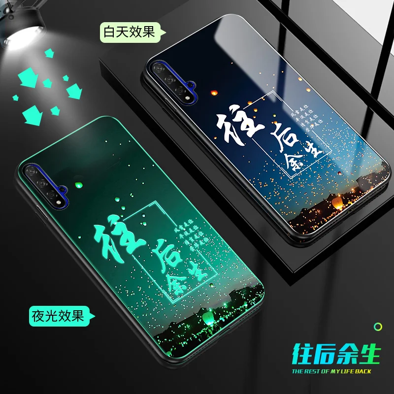 style 03 Для huawei honor 20 Pro чехол Роскошный светящийся жесткий закаленное стекло защитный чехол на заднюю панель для huawei honor 20 полный Чехол - Цвет: style 03
