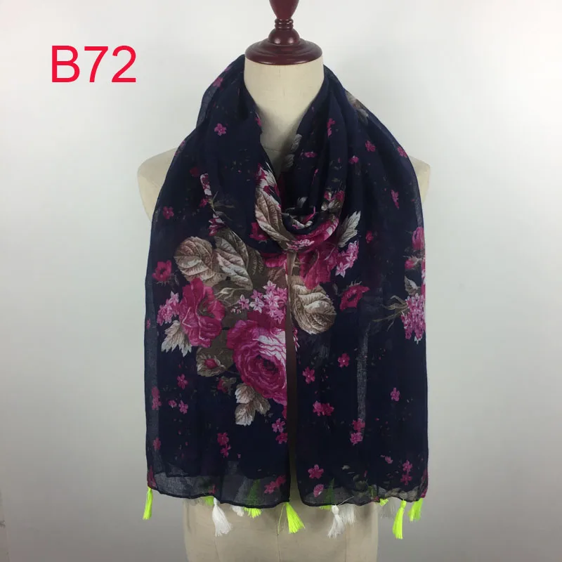 2018 цветочный принт Хиджаб Женский модный весенний большой размер хлопок вуаль