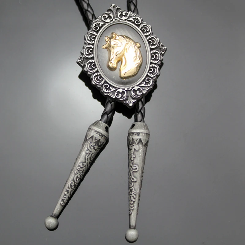 Ковбойская кожаная танцевальная линия с головой лошади в Западном кантри Rodeo Bolo