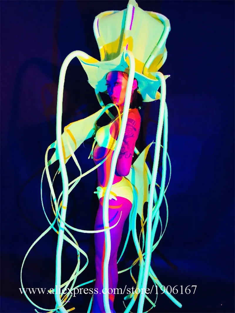 Флуоресцентный осьминог сексуальный женский танцевальный костюм одежда для