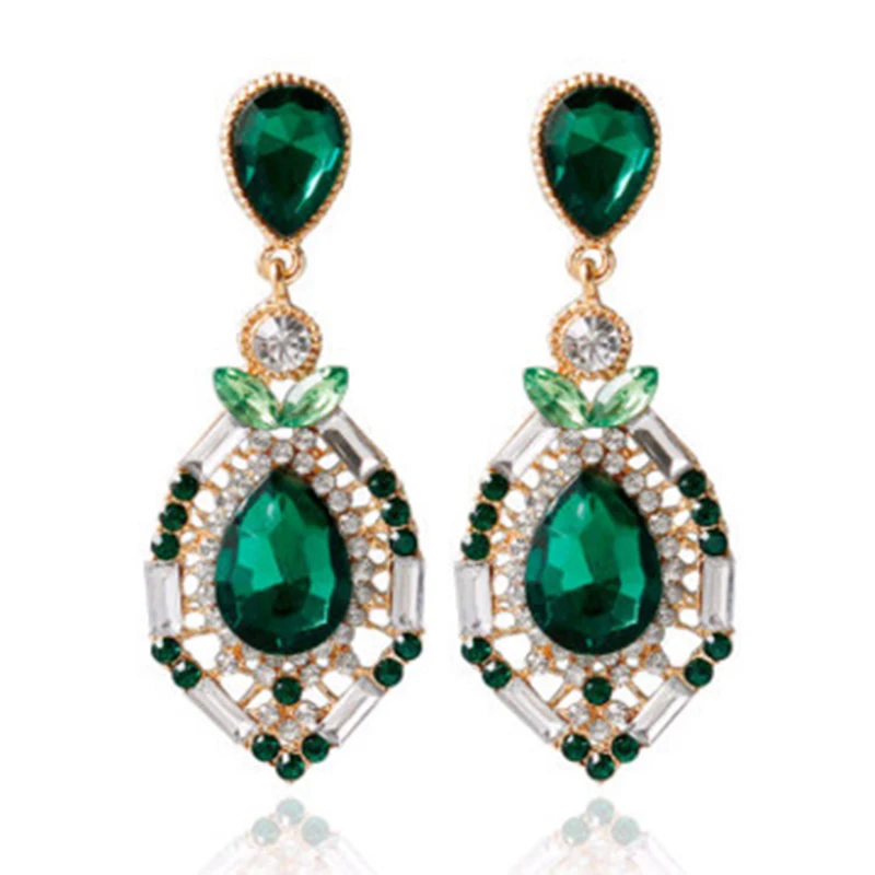 Women 'S Ear Drop Artificial Gem Chic personalized Earrings Accessory Foreign Trade Fashion Jewelry Water Droplets Earr | Украшения и