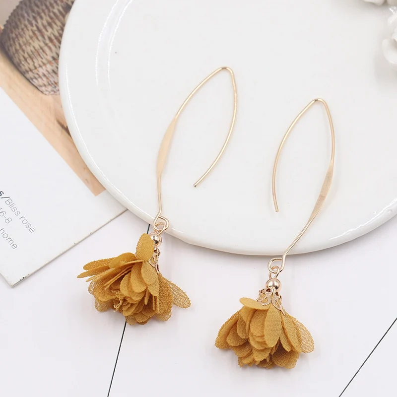 DOUVEI 2019 Очаровательные Романтические Розовые цветочные висячие серьги Винтажные