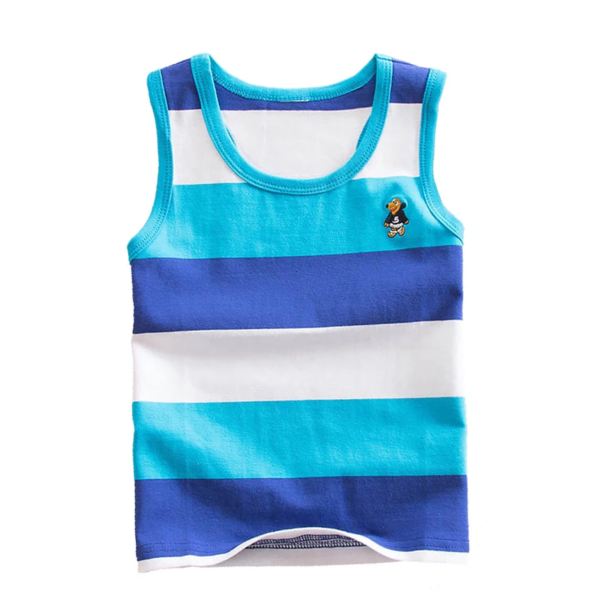 Одежда для маленьких мальчиков детские футболки без рукавов топы в полоску