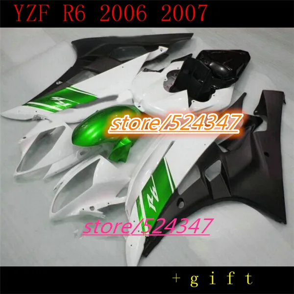 Пользовательские дорожный мотоцикл Обтекатели для yzf r6 2006 2007 YZFR6 06 07 YZF600 Белый и
