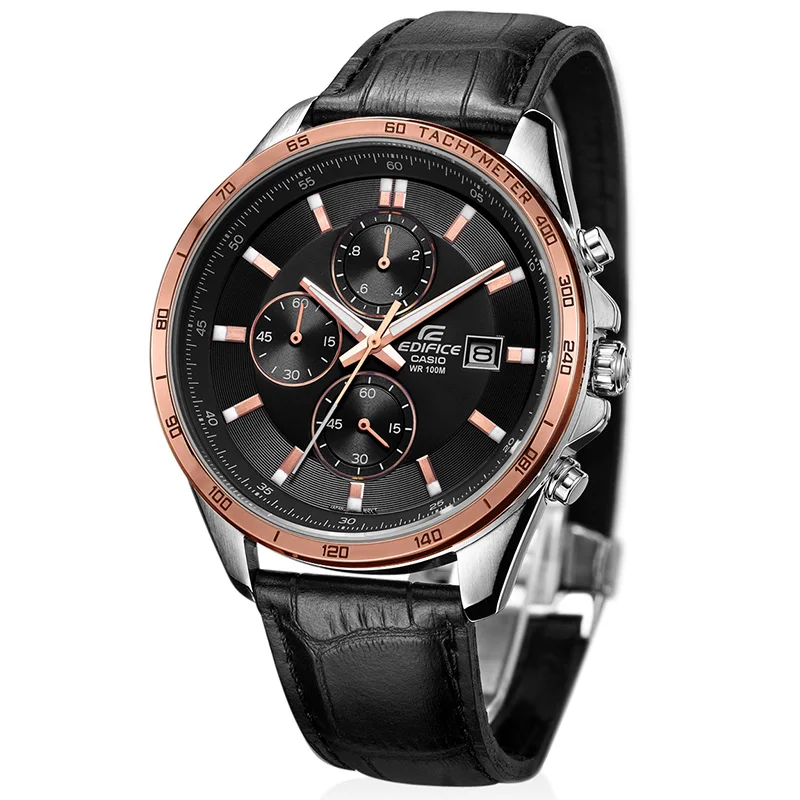 Casio, мужские часы, модные, деловые, 100 метров, водонепроницаемые, кварцевые, мужские часы, с черной пластиной, с черным ремешком, EFR-512L-1A, серия EDIFICE
