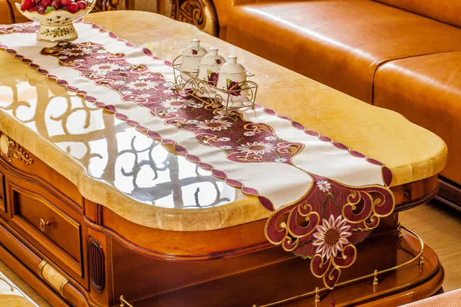 Горячее предложение элегантный цветочный полный скатерти с вышивкой украшения