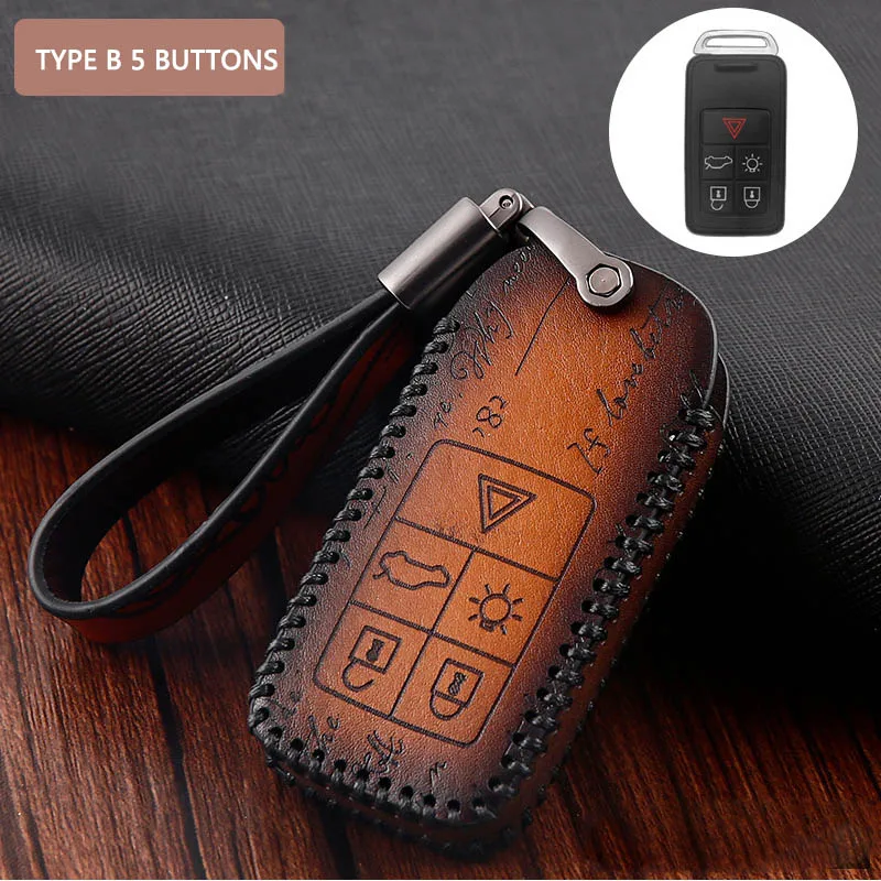 TYPE B BROWN Для volvo Автомобильный ключ чехол для ключей брелок для ключей держатель подходит VOLVO XC60 S60L V60 XC90 V70 S40 V40 S80 S60L S80L T5 T6 T8 автомобильные аксессуары - Название цвета: TYPE B BROWN