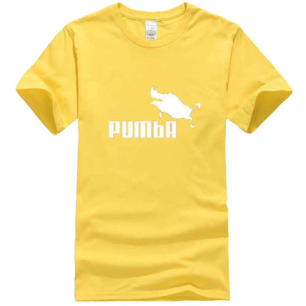 Забавные милые футболки homme Pumba, мужские хлопковые топы с короткими рукавами, крутая футболка, милый кавайный летний Трикотажный костюм, футболка - Цвет: 9017 yellow