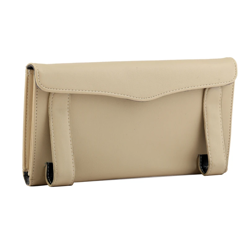 Beige Автомобильный солнцезащитный козырек из искусственной кожи коробка ткани Авто зажим держатель бумажные салфетки, аксессуары - Название цвета: Beige