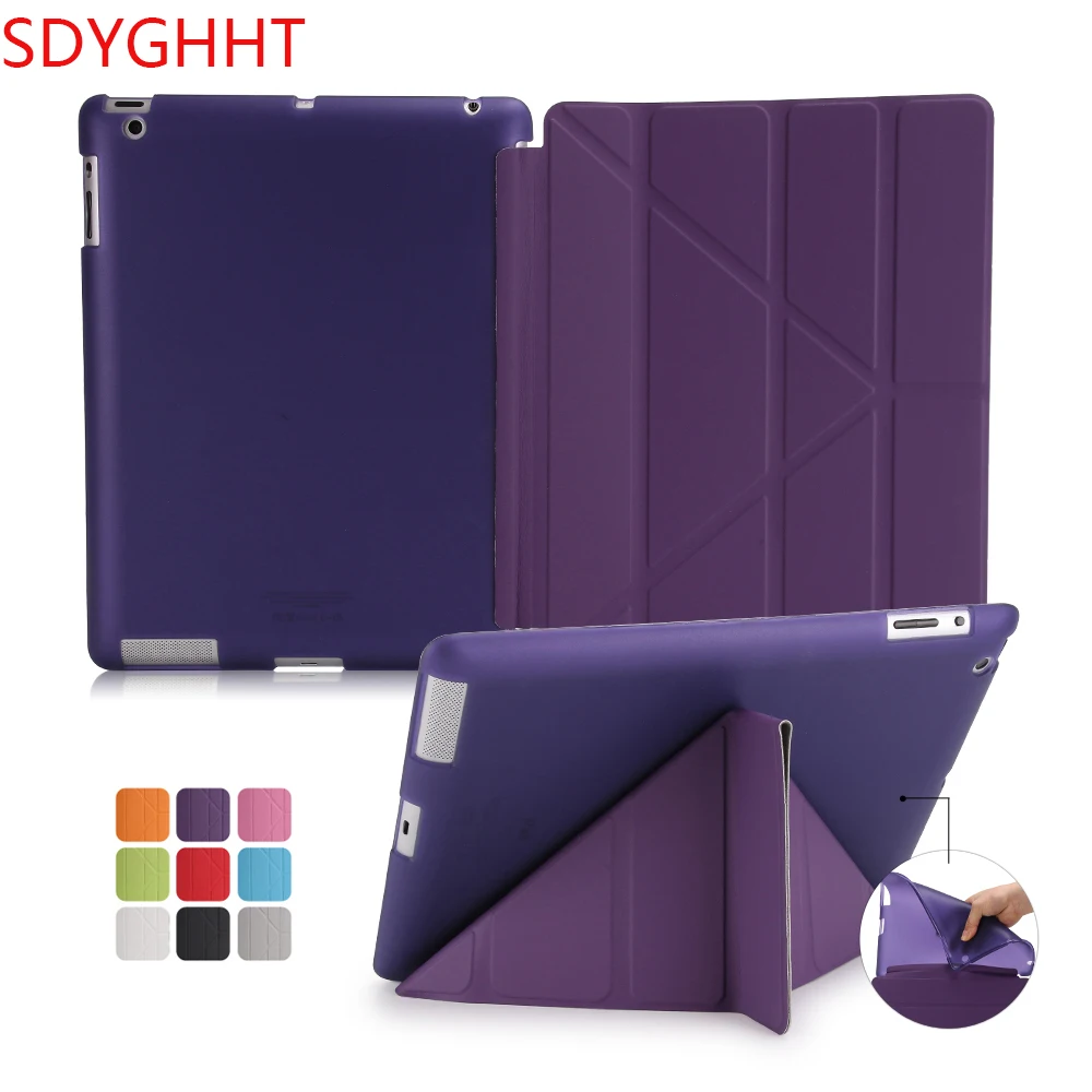 Новый Популярный чехол для Apple ipad 4 3 2 PU кожаный + TPU Мягкий умный 4|Чехлы планшетов и