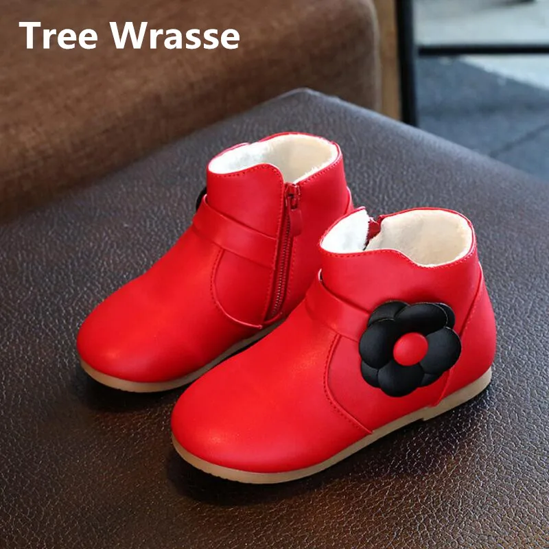 Зимние ботинки с цветочным принтом для девочек Новинка 2017 года Детские Ботинки