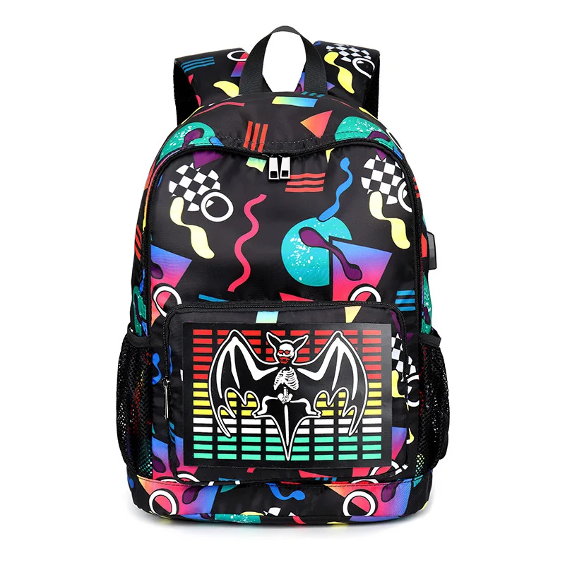 voice-activated LED Luminous USB Charging Harajuku Backpack Boys Girls SchoolBags for Teenagers Printing Bagpack Satchel | Багаж и сумки