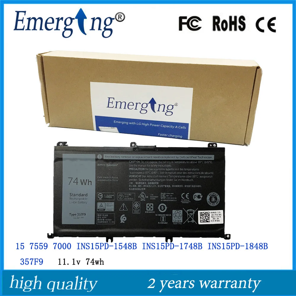 

Аккумулятор для ноутбука Dell 357F9, 11,1 В, 74 Втч, 7559, 7000, INS15PD-1548B, INS15PD-1748B, INS15PD-1848B