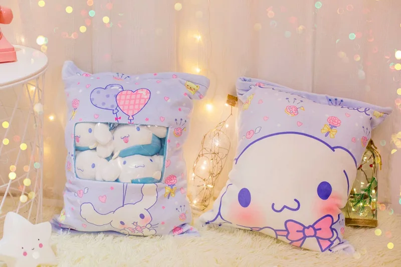Фиолетовый Плюшевая подушка Sumikko Gurashi, 8 шт., с рисунком поросенка, Cinnamoroll Melody, мягкая подушка, уголок, био, мультяшная кукла для детей - Цвет: Фиолетовый