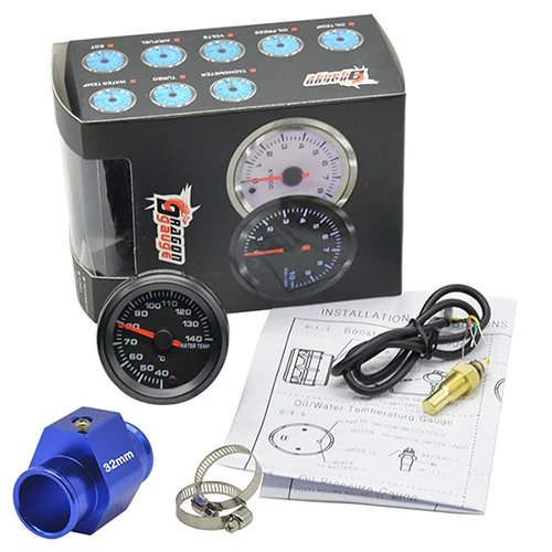 Water T-Fit32 Dragon gauge " 52 мм Высокоскоростной шаговый двигатель 7 цветов светодиодный Автомобильный датчик температуры воды измеритель температуры Цельсия - Цвет: Water T-Fit32