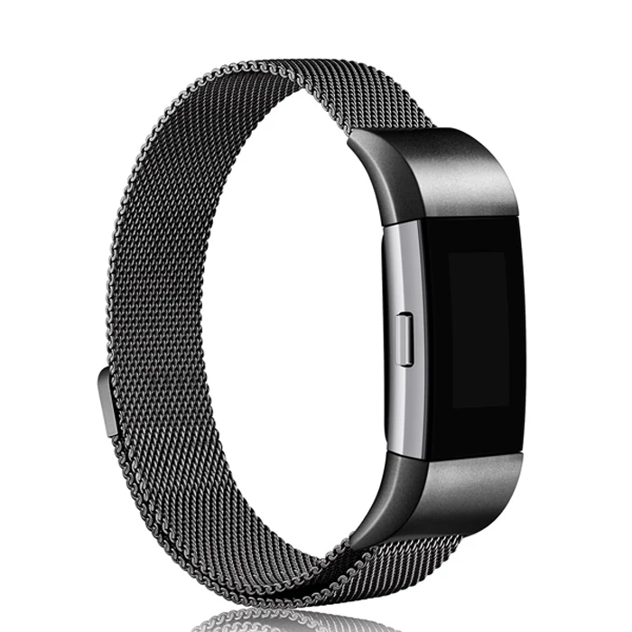Stainless Steel Magnetic Milanese Loop Band for Fitbit Charge 2 Replacement Quick Release Wristband Strap for Fitbit Charge 3 - Цвет: Black
