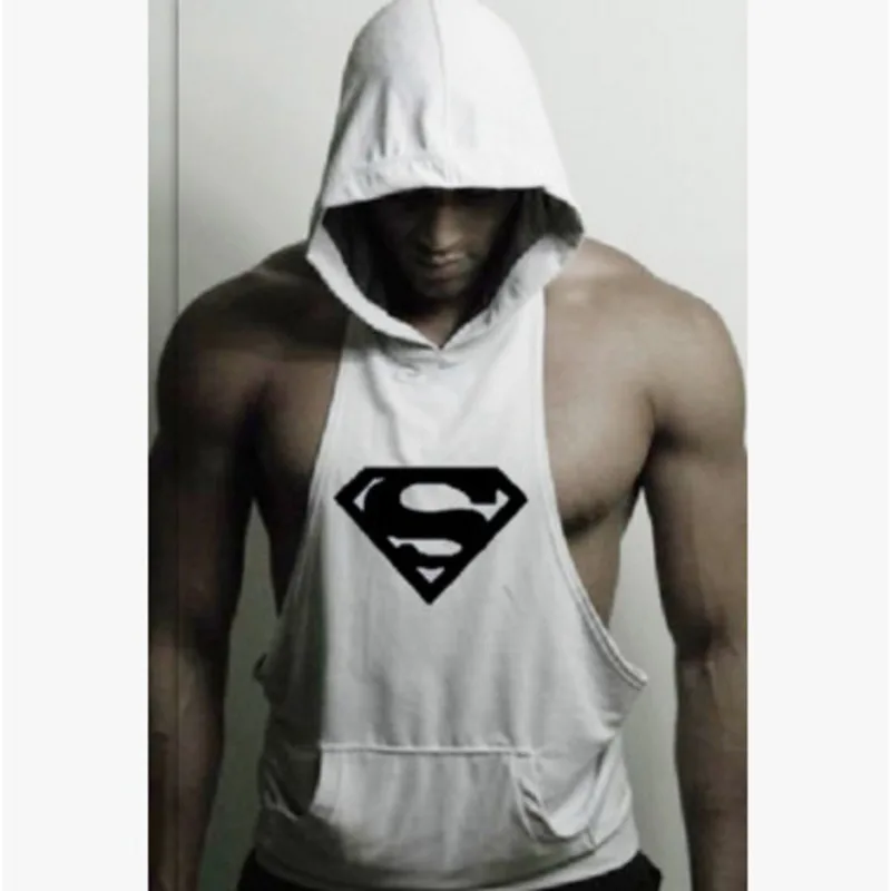 Diliflyer Fashion Men's Summer Running Vest Sleeveless Hoodies Fitness Shirt Hoodie Cotton Tank Tops Super Muscle Gyms Clothing | Спорт и