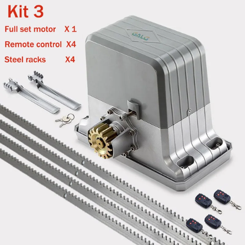 kit 3 1800 кг электродвигатель раздвижных ворот/автоматический двигатель открывания ворот с 4 м стальными стойками Фотоэлементы лампа пульт дистанционного управления Комплект опционально - Цвет: kit 3