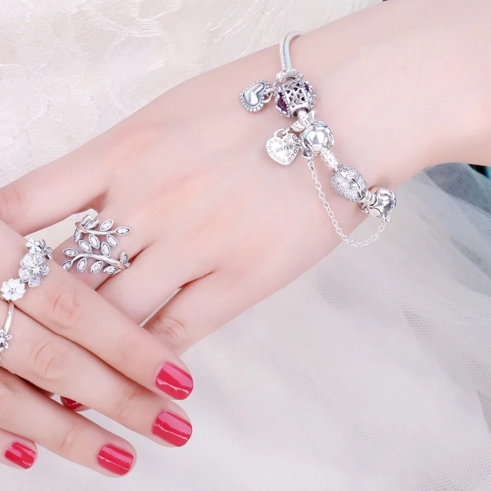 JewelryPalace Аутентичные 925 пробы серебро сверкающие ромашки кубического циркония браслет ювелирные украшения