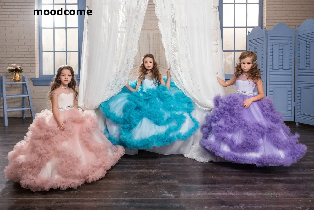 2018 новые дешевые для девочек в цветочек платье элегантное пол Длина тюлевый с