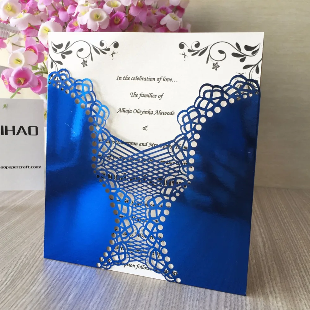 25 шт. металлические синие кружева для приглашения на годовщину или