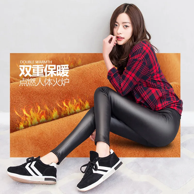 Новинка 2017 Зимние теплые брюки женские плотные бархатные Стрейчевые узкие