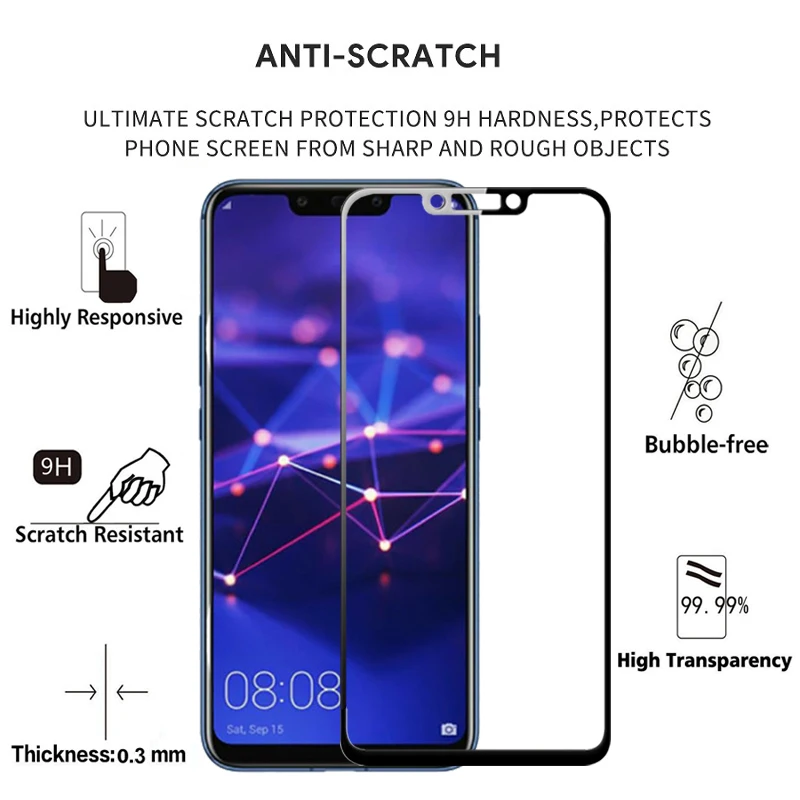 Закаленное стекло для Huawei mate 20 Lite полное покрытие защита экрана Защитное huawe Mate