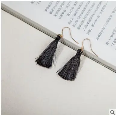 Ea989 красный черный синий кисточкой линии Висячие серьги Этнические хлопковые